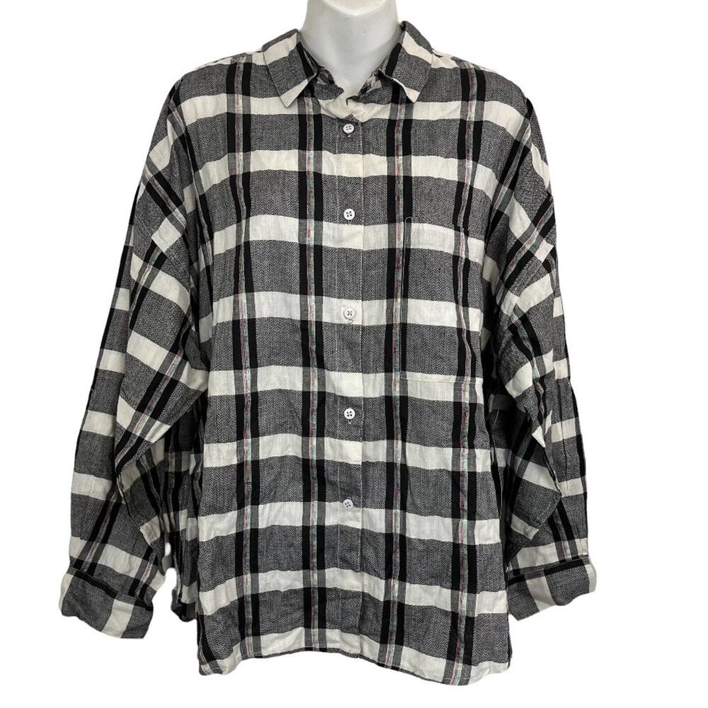 Gitano Womens Plaid Vintage Button Down Long Sleeve Casual Shirt Top sz XL
